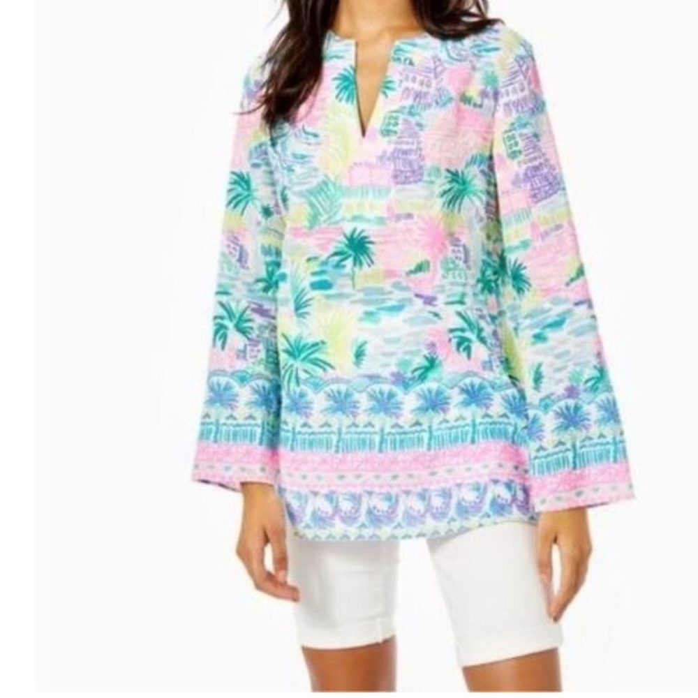 Lilly Pulitzer Pastel Tropical Print Tunic - Pink, Blue, Green